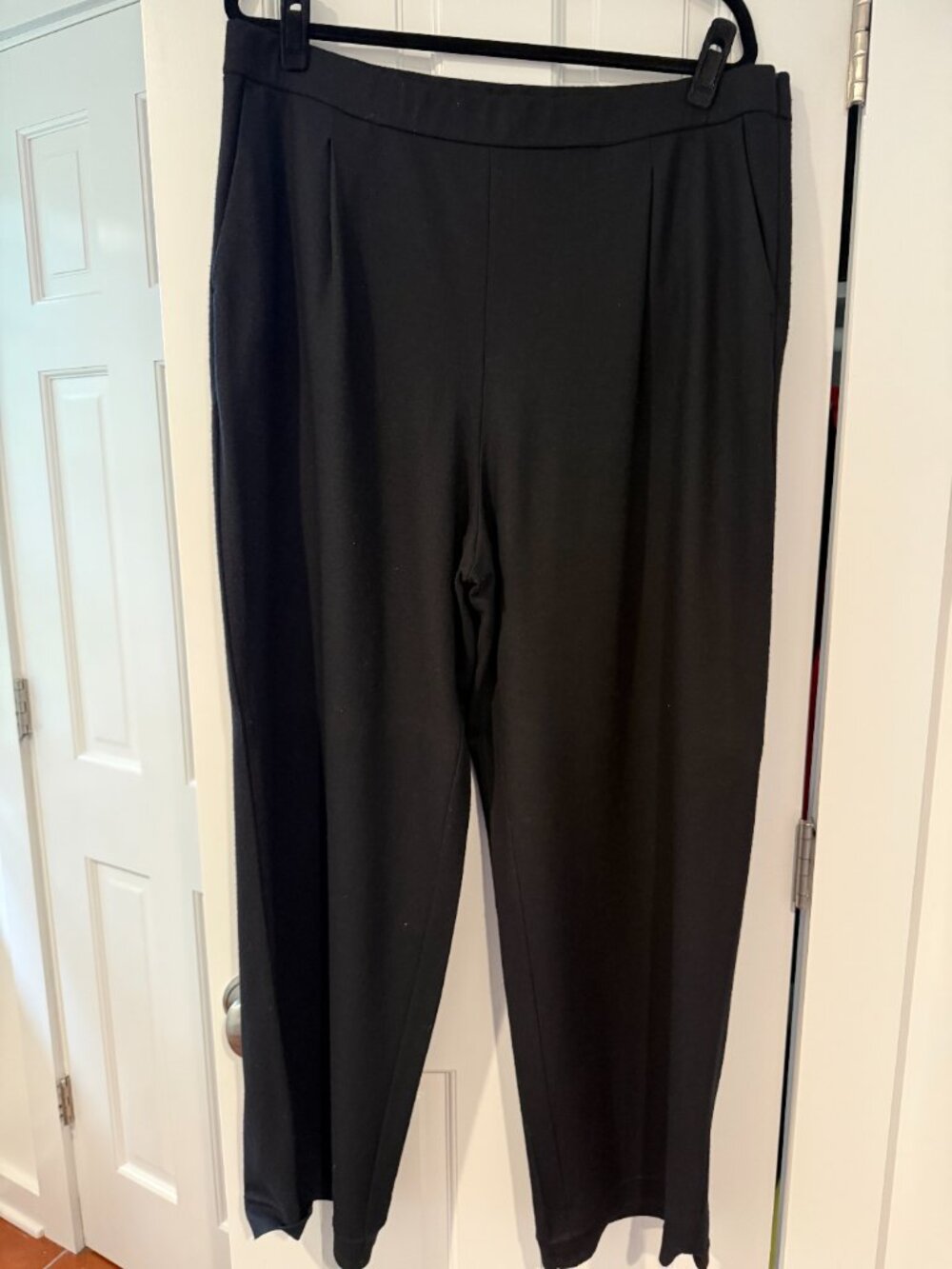 Boiled Wool Jersey Pleated Wide-Leg Pant